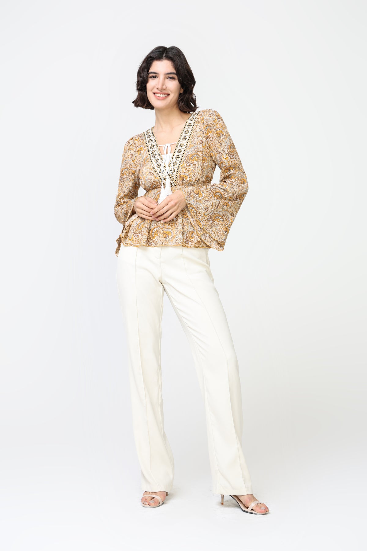 Pasley printed blouse with neckline detail