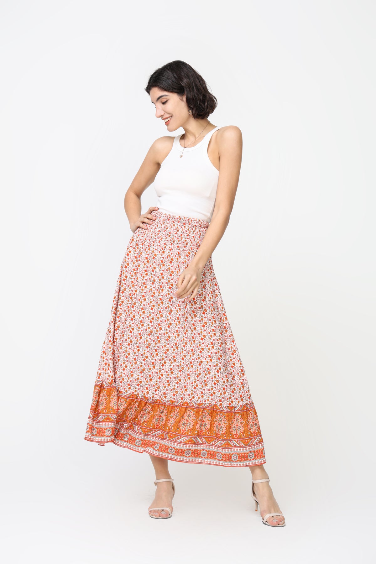 Printed boho style skirt